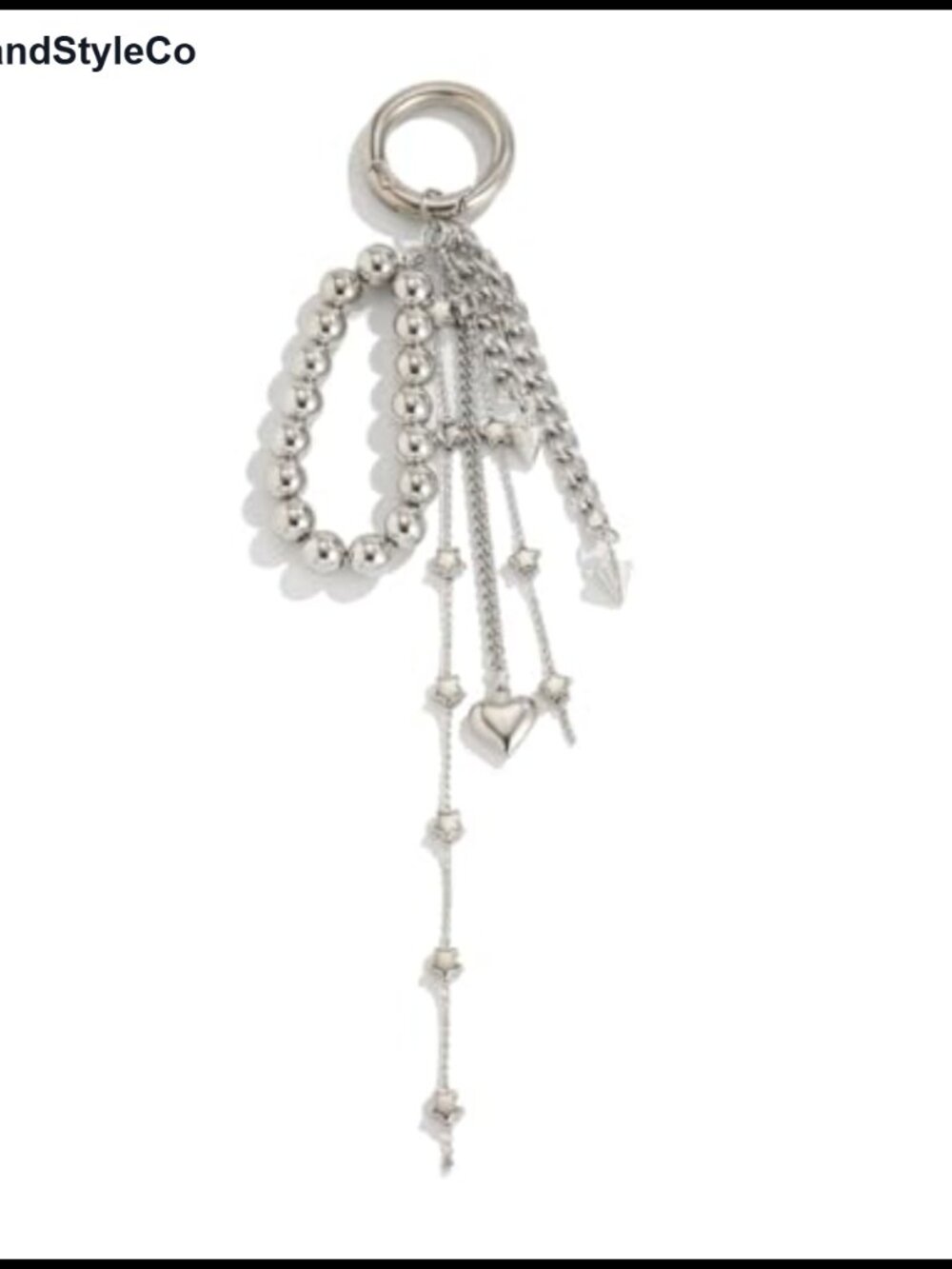 Silver Heart Bag Charm Pearl Coin Purse Accessory Keychain